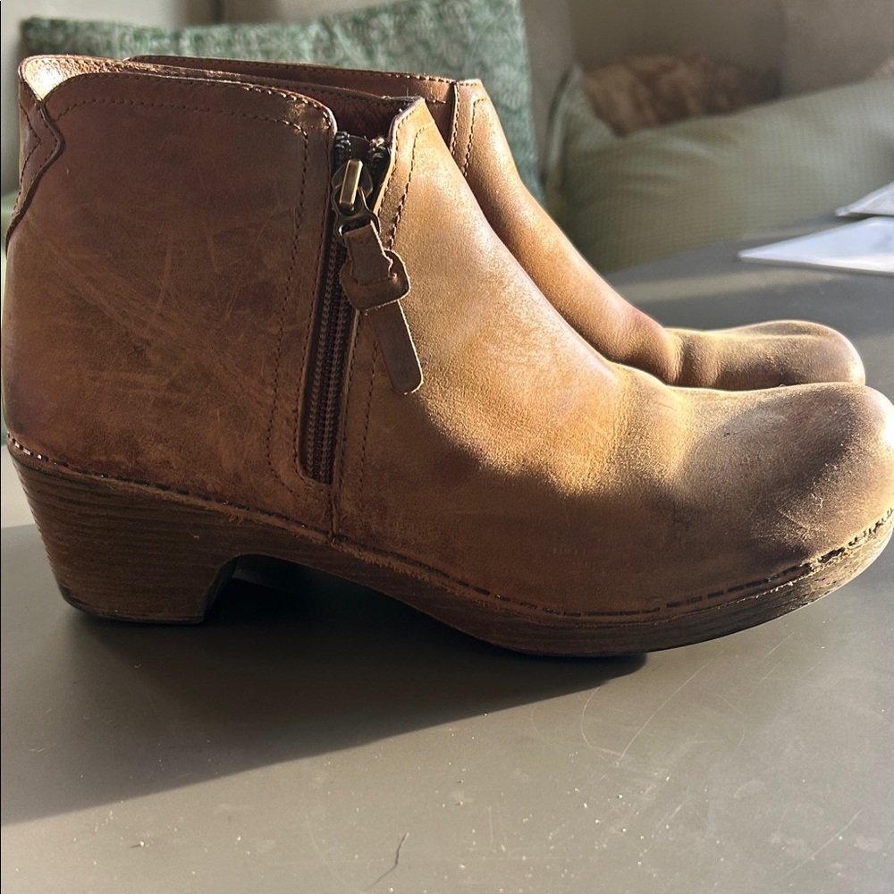 Dansko Tan Leather Ankle Booties